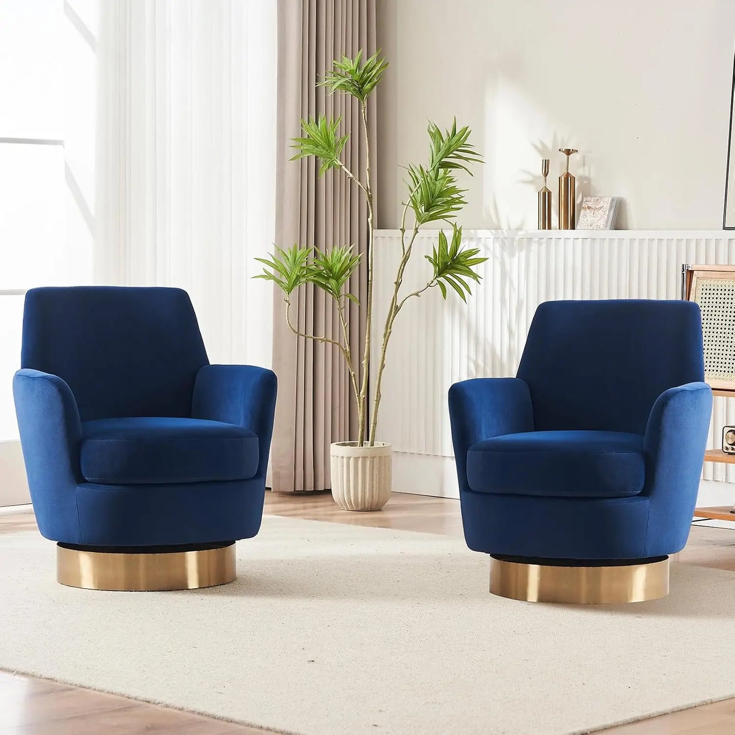 Barrel Chair Set *2Pcs - 360 Degree Swivel - Upholstered