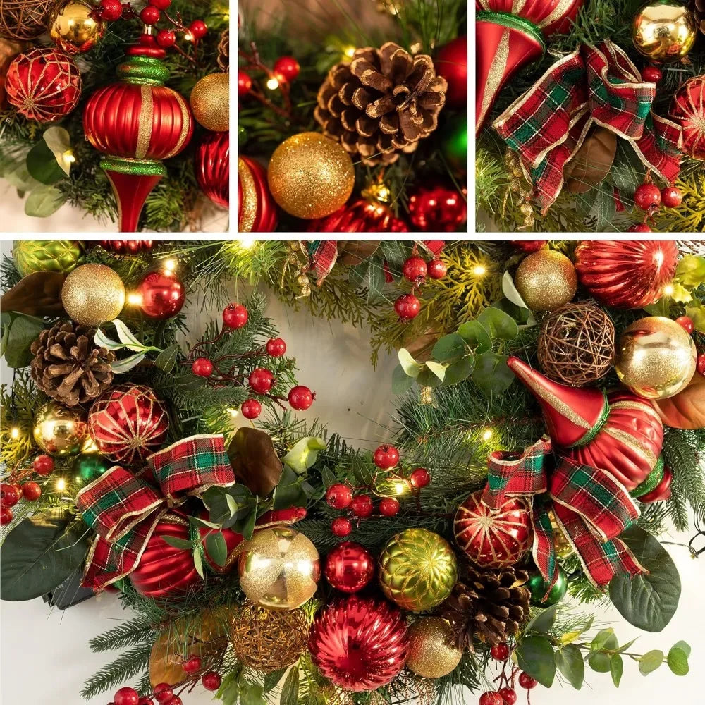 Christmas Wreath - Artificial Pre-Lit - 30" - 40 LED Lights