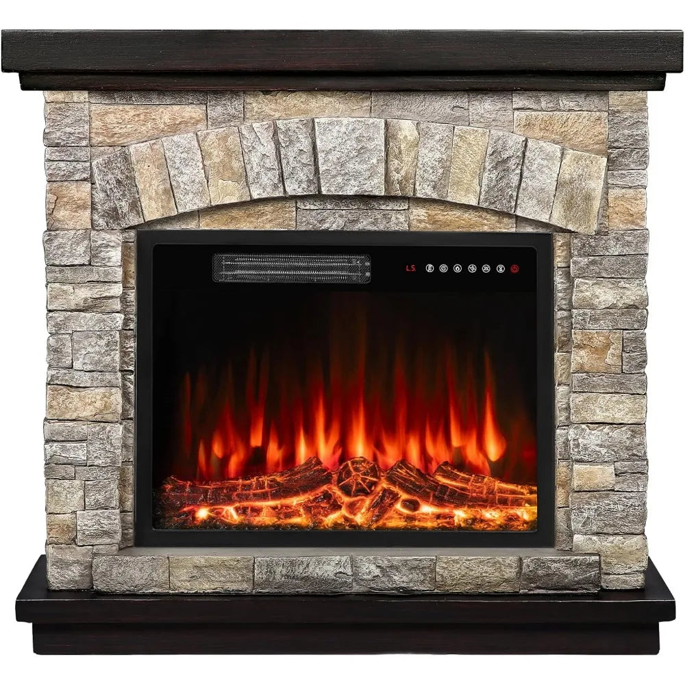 Electric Fireplace - Realistic 3D Flame Effect - Remote with Timer