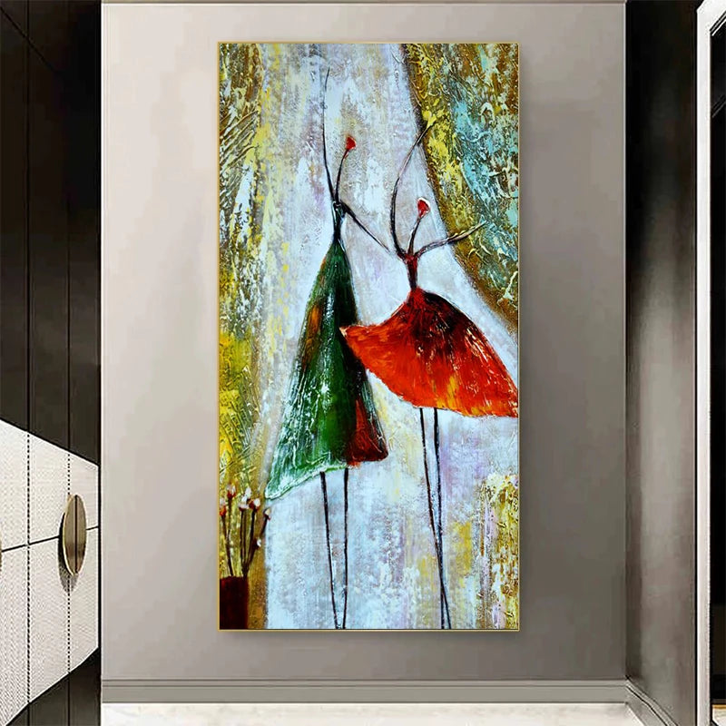 Wall Art - Elegant Dancing Girls - Abstract - Oil on Canvas Print