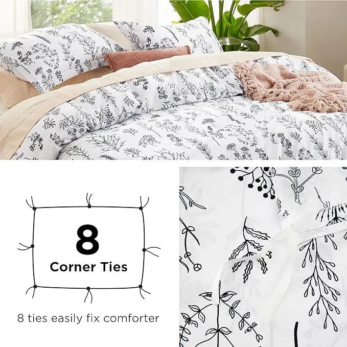 Duvet Cover Set *3Pcs - 100% Cotton Reversible - Bedsure