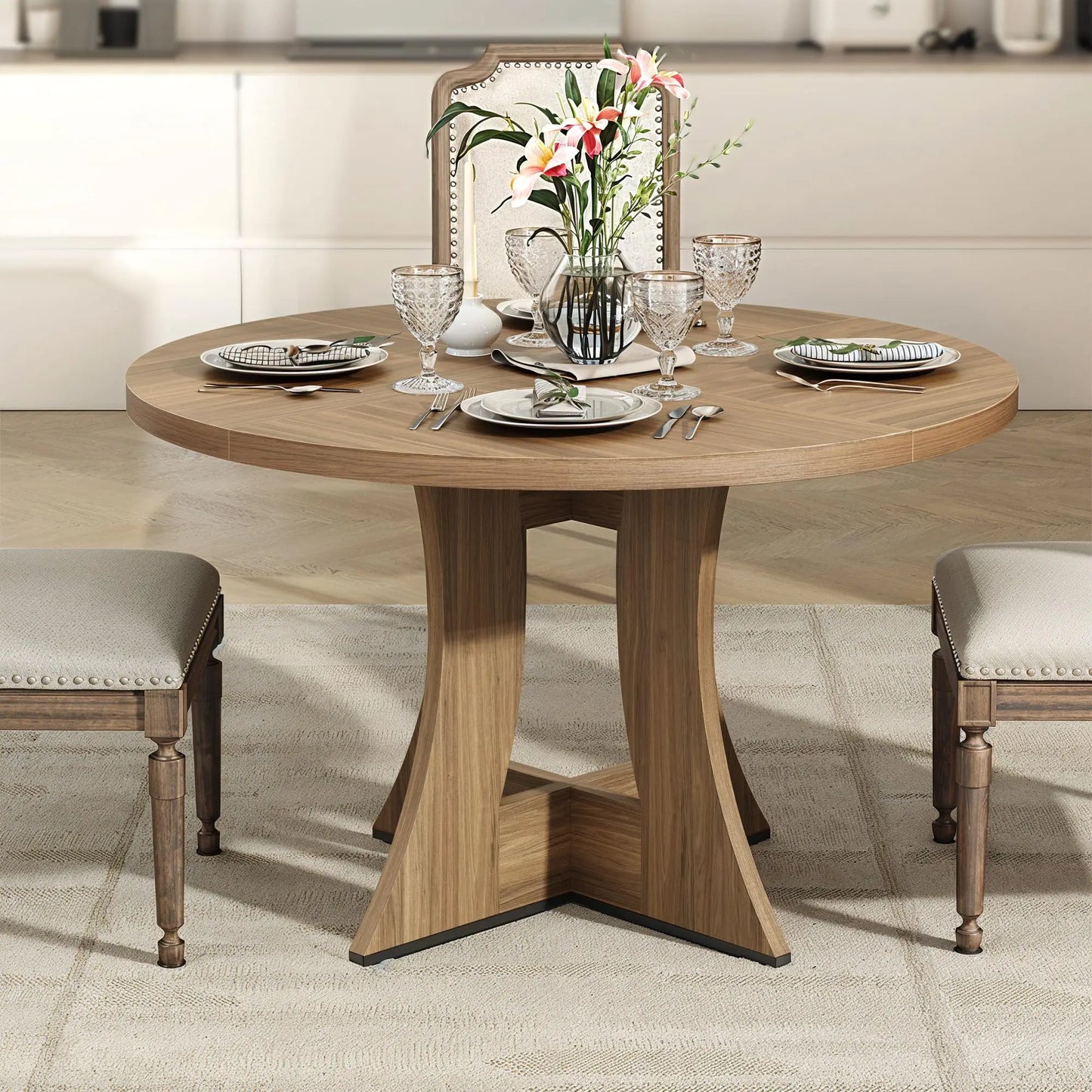 Wooden Dining Table - Round, 47.24" - American Country