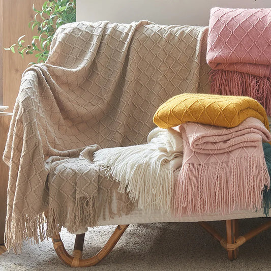 Throw Blanket with Tassels