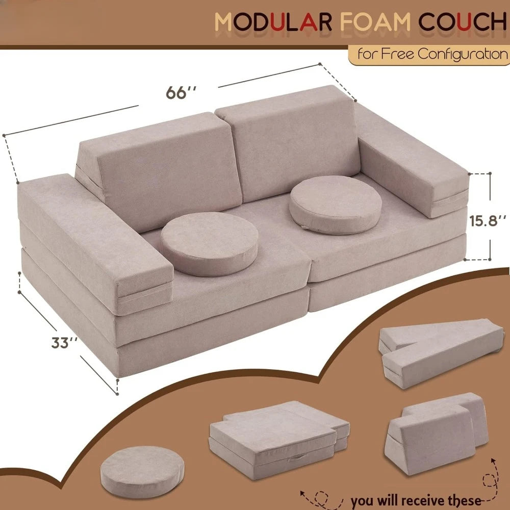 Modular Sofa Furniture Set *10Pcs - Playroom - Sofa Bed - Kids Room Collection