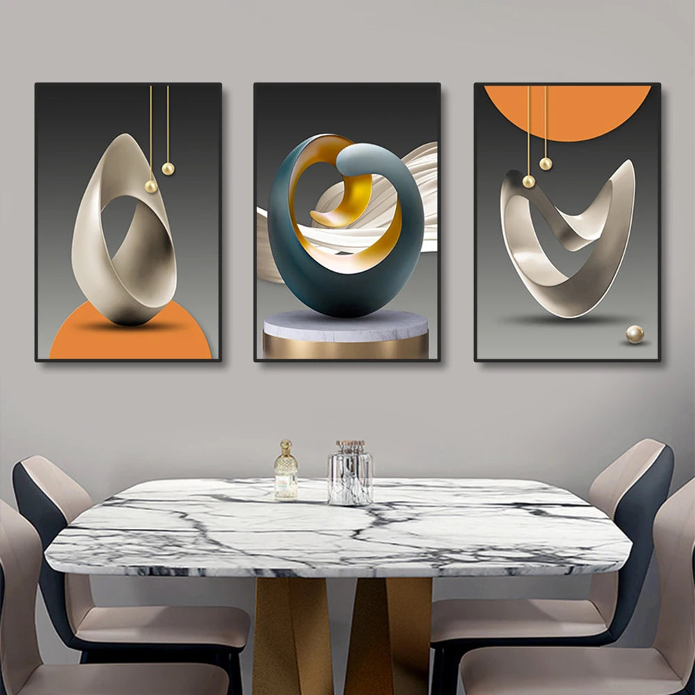 Canvas Prints 3pc Mural Geometric