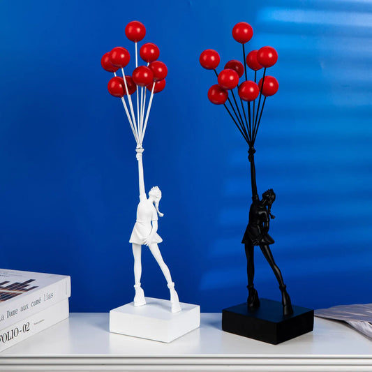 Anti-War Flying Balloons Girl Statue