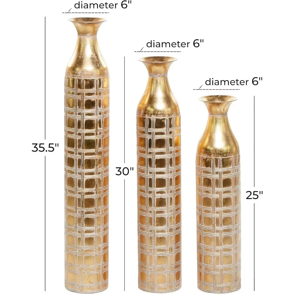 Gold Metallic Floor Vase Set *3Pcs