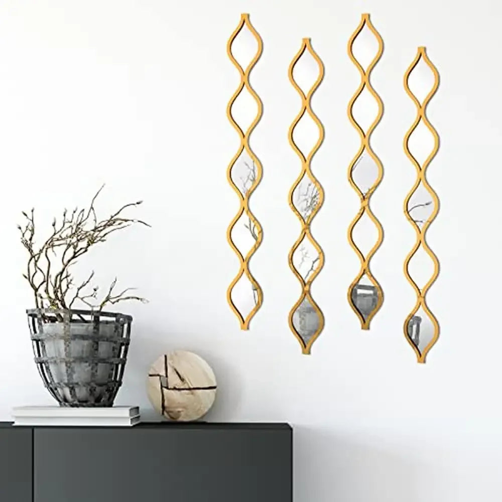 Mirror Wall Hanging - Teardrop Wall Hanging - 4Pcs - Boho Home Decor