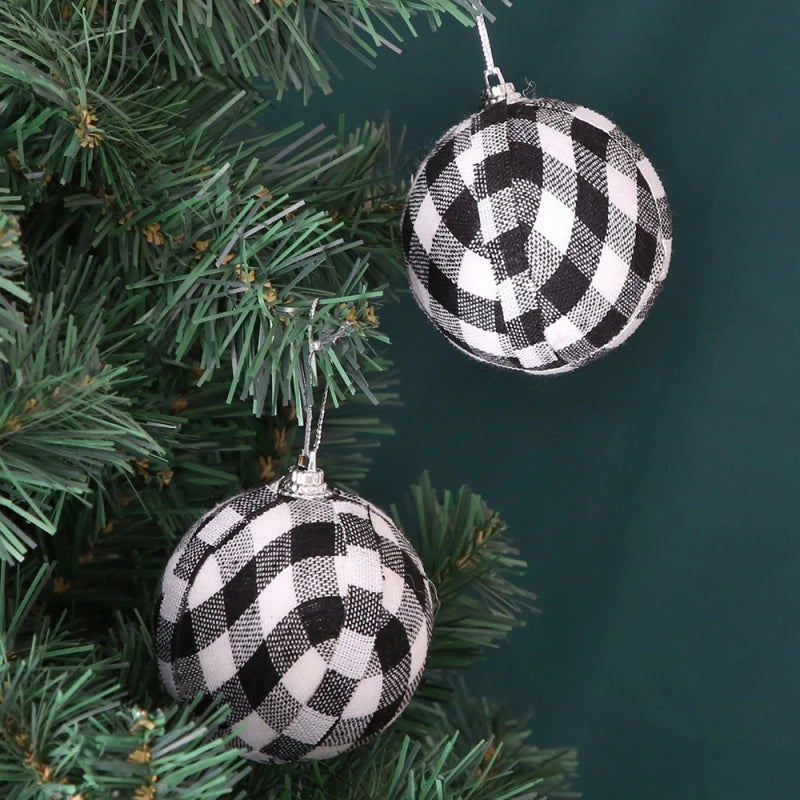 Christmas Tree Ornaments - Buffalo Plaid Design - 24 Pcs