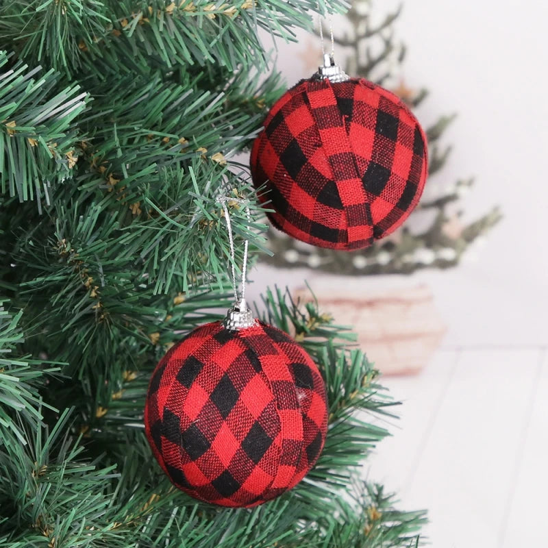 Christmas Tree Ornaments - Buffalo Plaid Design - 24 Pcs