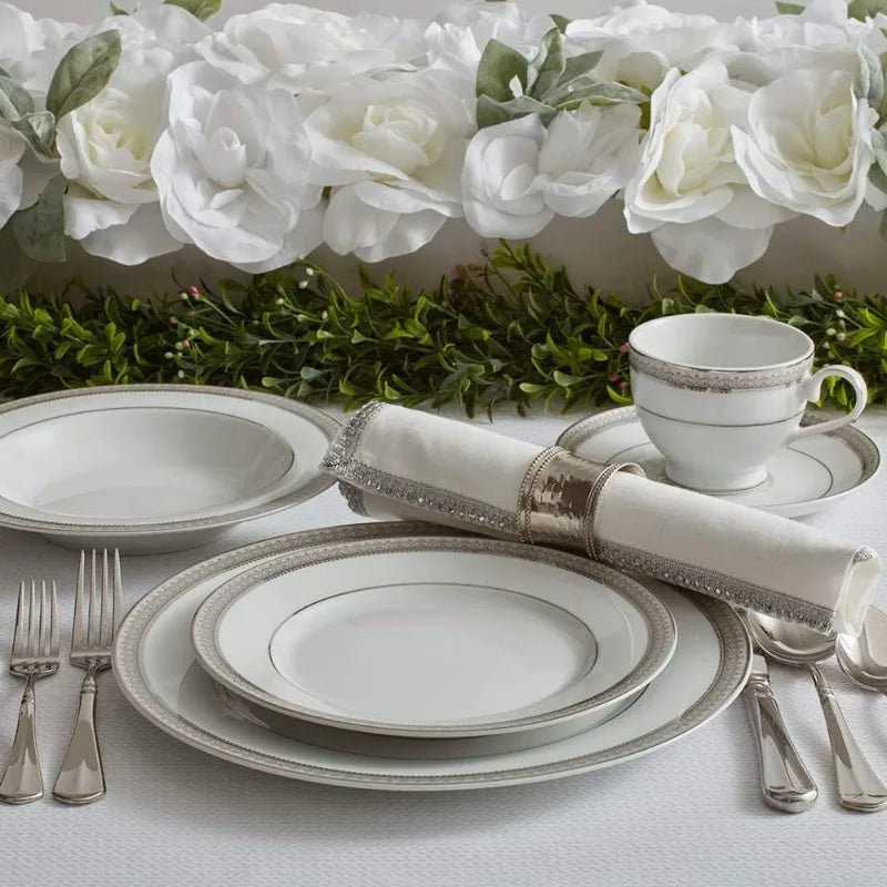 Dinnerware Set *40Pcs - White Porcelain - Diningroom Collection