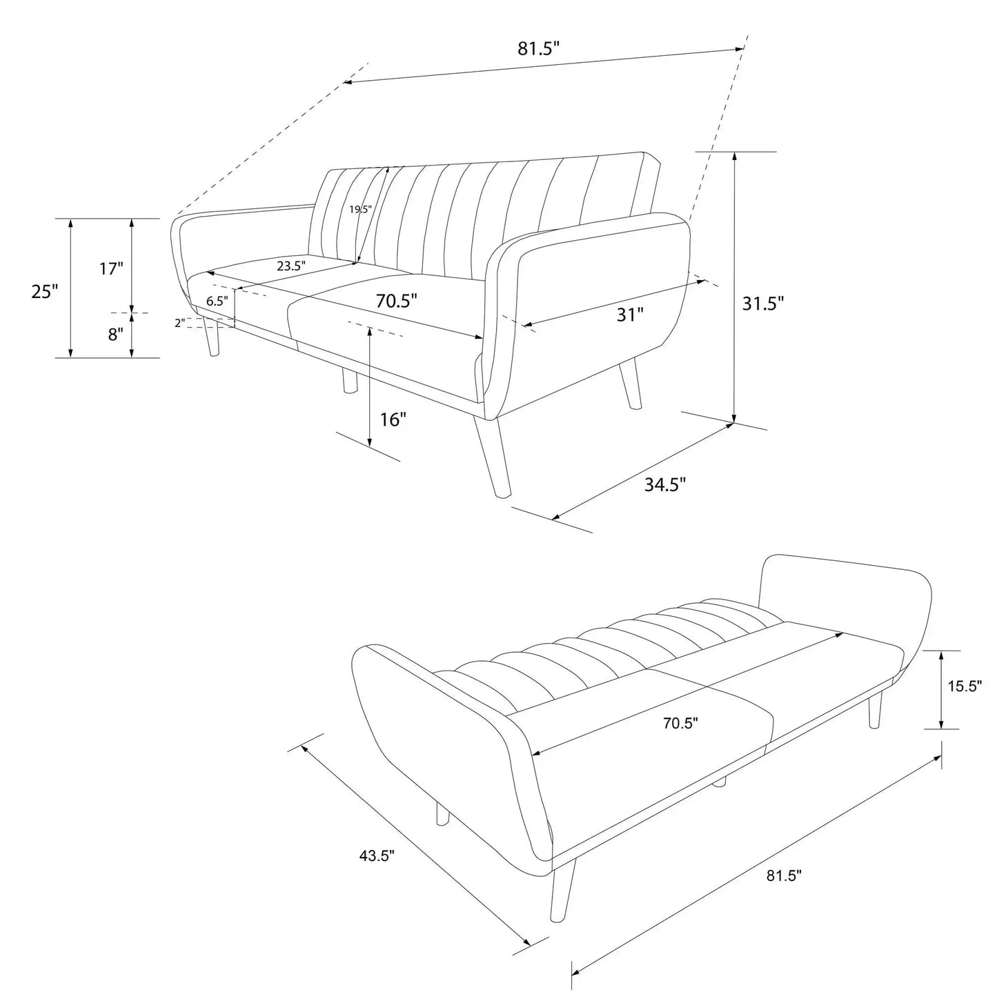 Novogratz Brittany Futon ~ Futon Sleeper ~ Sleeper Sofa