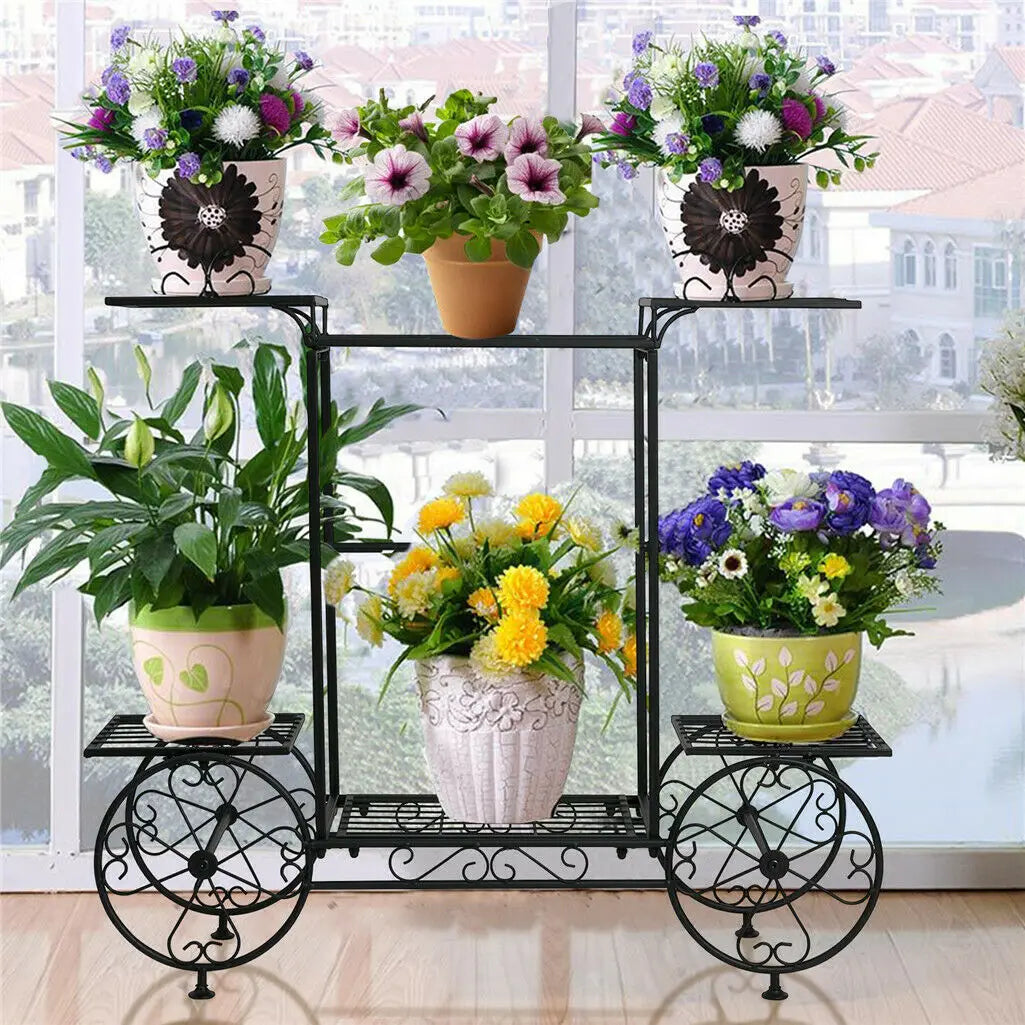 Wrought Iron Plant Stand, Garden Cart, Flower Cart