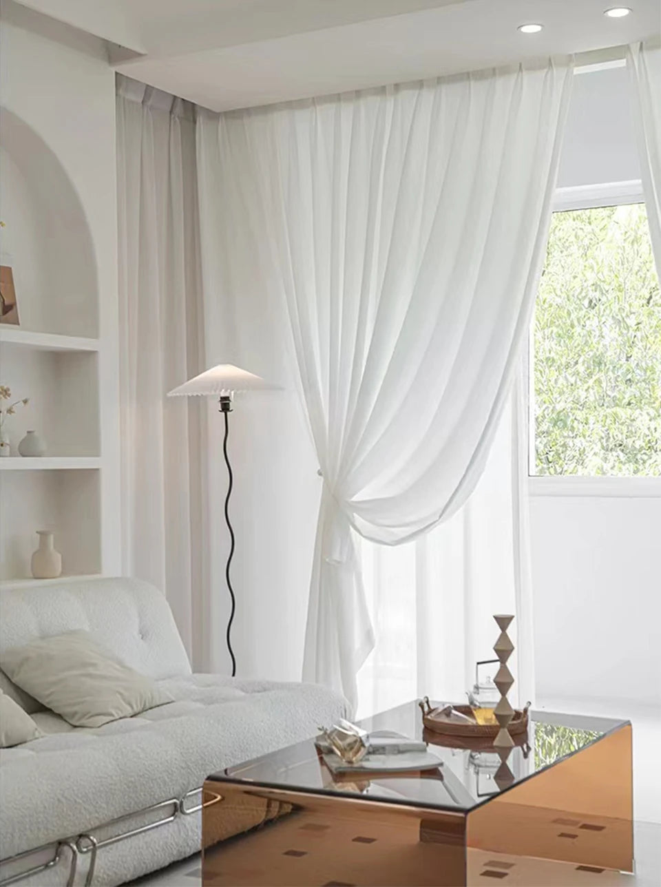 White Tulle Chiffon Sheer Curtains