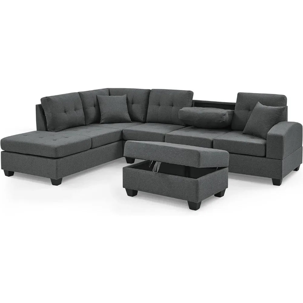 Sectional Sofa Set with Ottoman