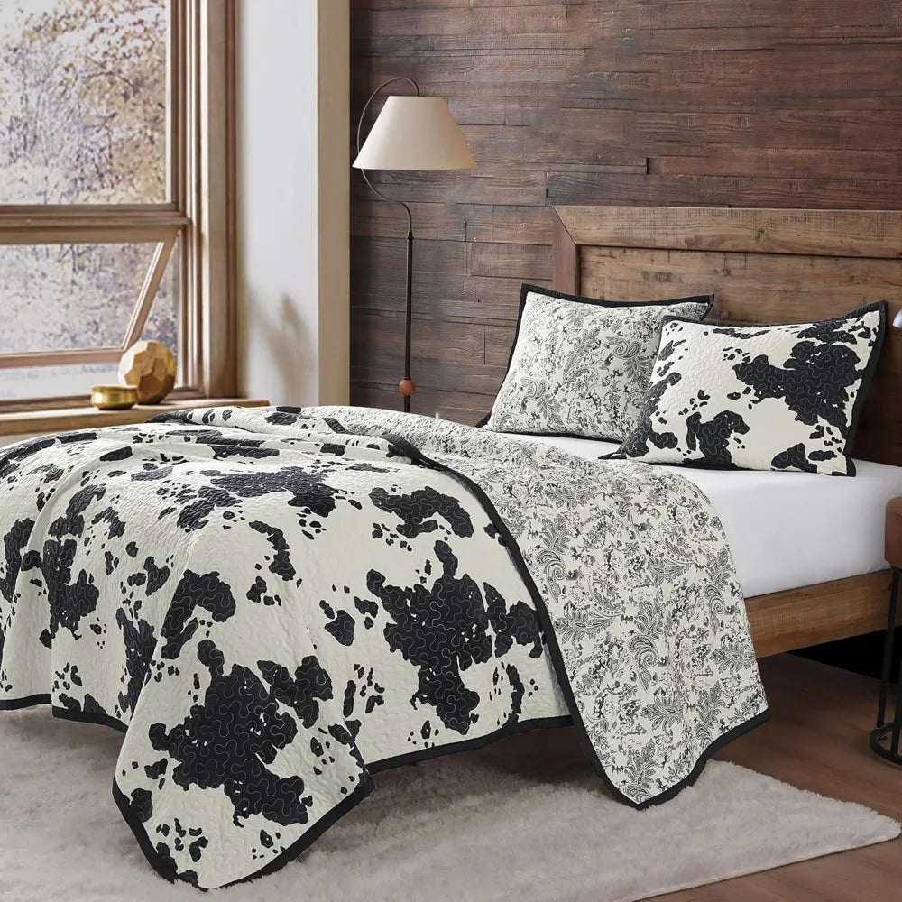 Quilt Set *3Pcs - Indigo Hill by HiEnd Accents Clara Cow Print - Country & Western