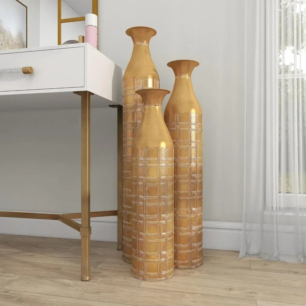 Gold Metallic Floor Vase Set *3Pcs