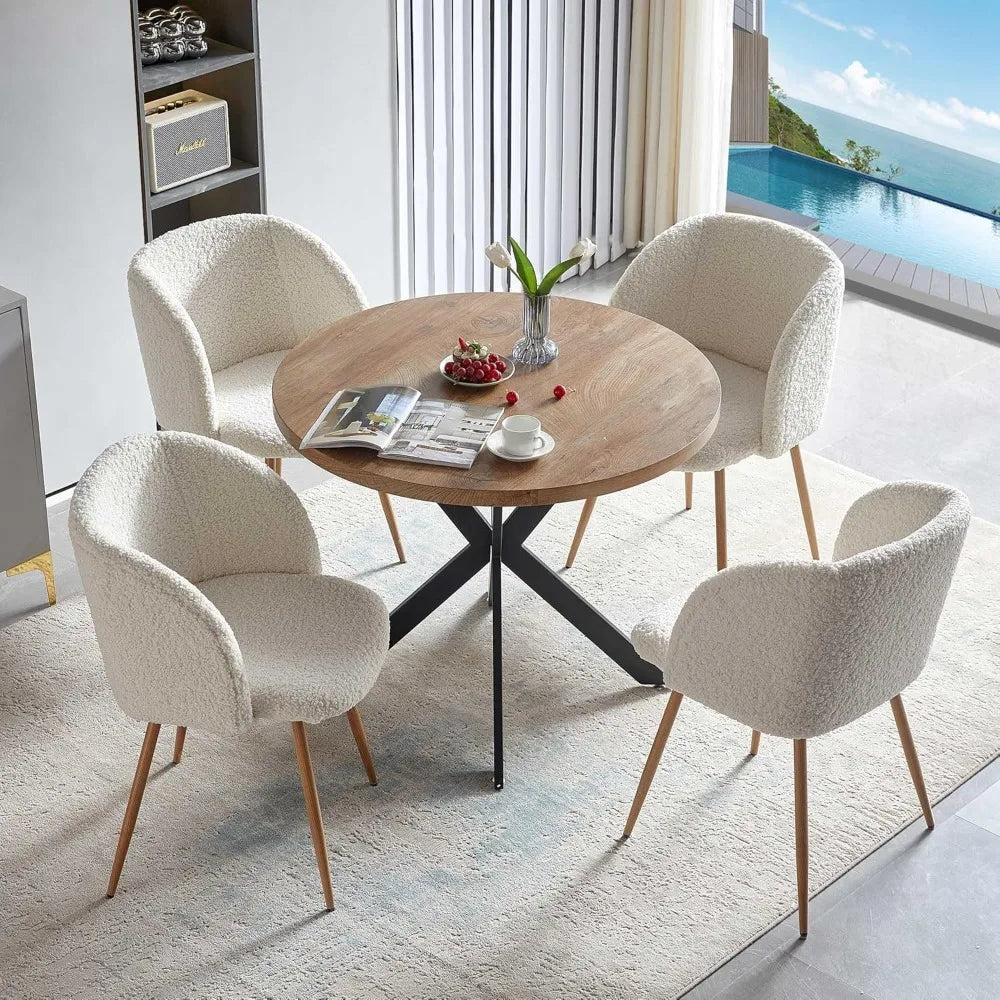 Dining Table Set *5Pcs -  Kitchen Table Set *5Pcs -  4 Upholstered Arm Chairs