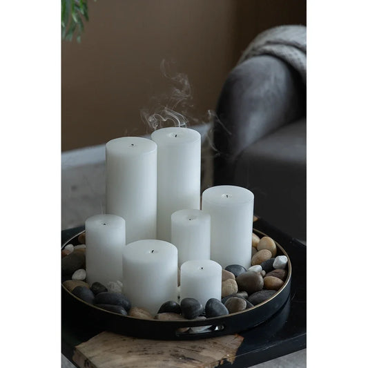 Pillar Candle Set *2Pcs - Smokeless & Odorless - White & Ivory 4x6"