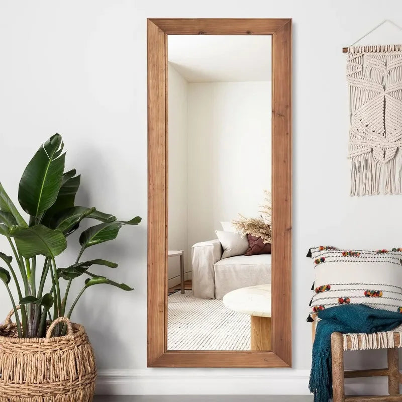 Floor Mirror - Weathered Solid Wood Frame - Full Length